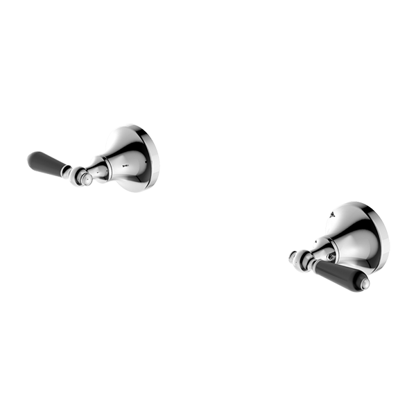 YORK WALL TOP ASSEMBLIES WITH BLACK PORCELAIN LEVER CHROME