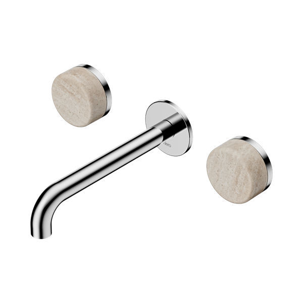 Serenity Wall Basin Set 160mm Spout With Rome Travertine Handle Chrome