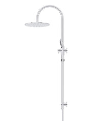 300mm Round Overhead Shower Rail, Three Function Hand Shower - Polished Chrome