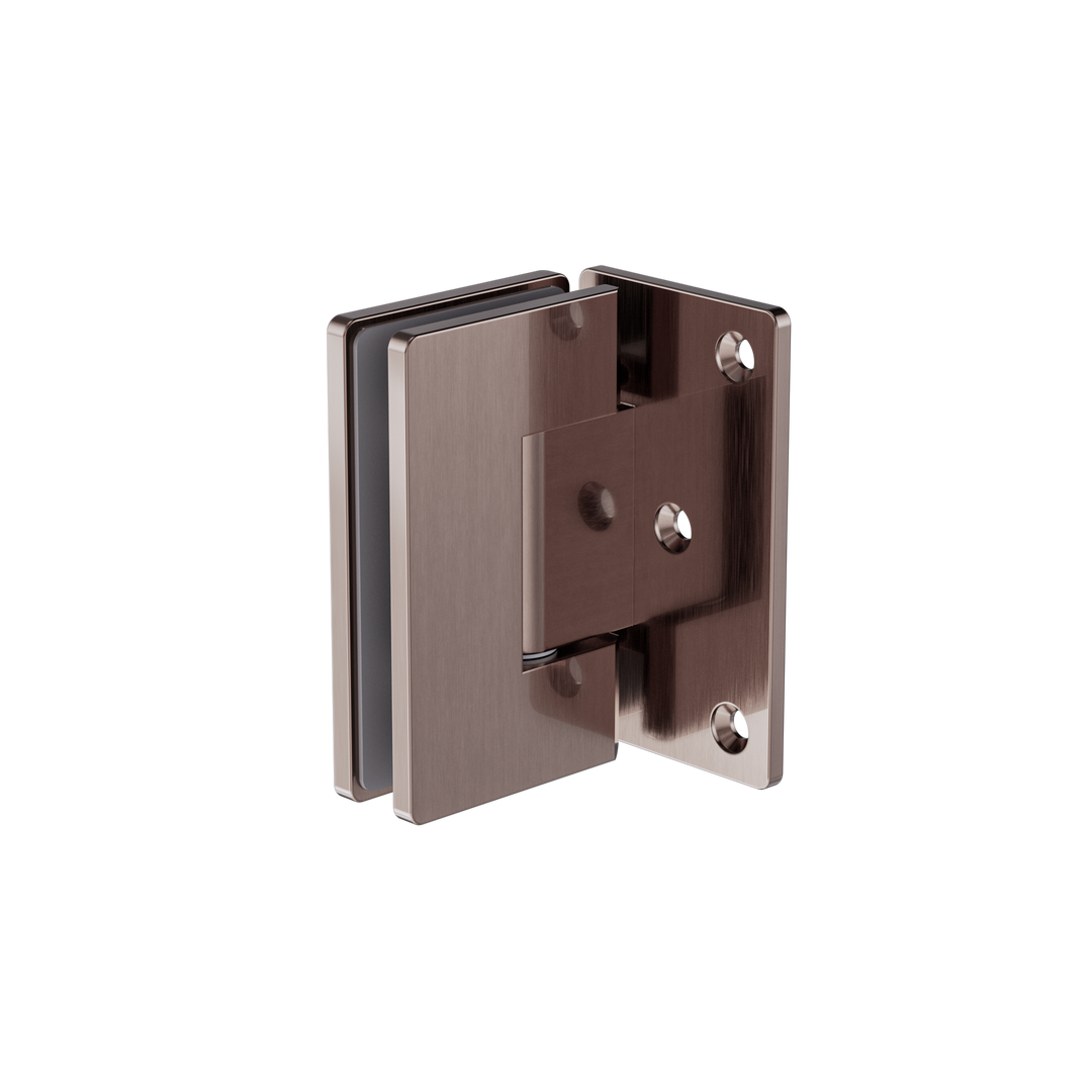 90 DEGREE GLASS TO WALL SHOWER HINGE 10MM GLASS BRUSHED BRONZE