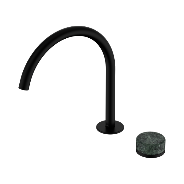 Serenity Progressive Bath/Kitchen Mixer Arc Spout With Verde Alpi Handle Matte Black