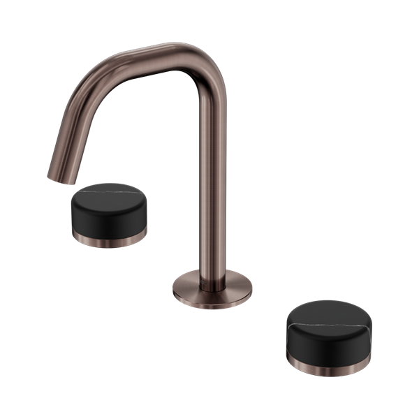 Serenity Basin Set Edge Spout With Marquina Black Handle Brushed Bronze