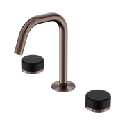 Serenity Basin Set Edge Spout With Marquina Black Handle Brushed Bronze