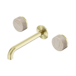 Load image into Gallery viewer, Serenity Wall Basin Set 220mm Spout With Rome Travertine Handle Brushed Gold
