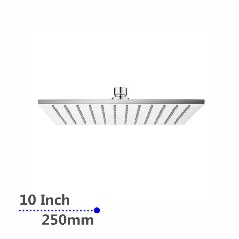 Square Chrome Brass Shower Head 250mm