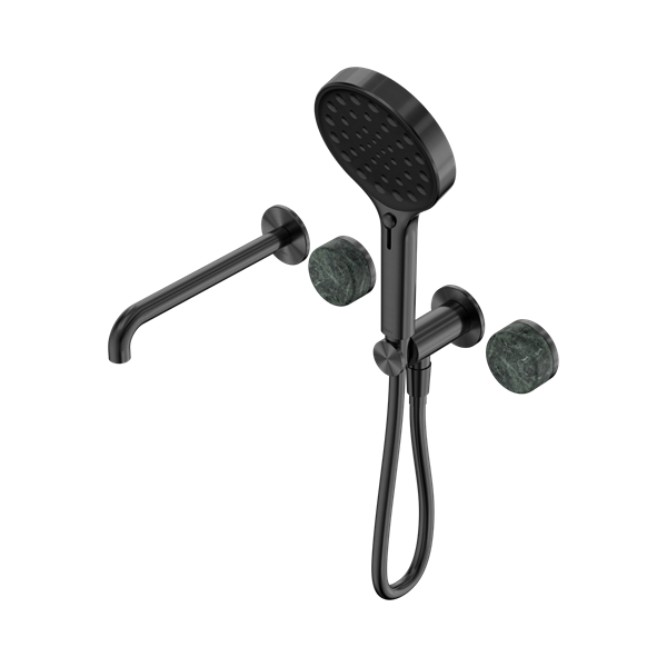 Serenity Progressive Shower System With Spout With Verde Alpi Handle And Serenity Hand Shower Gun Metal