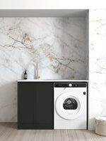 Load image into Gallery viewer, Hampshire Black Base Laundry Cabinet with 1300mm Natural Carrara Marble Top
