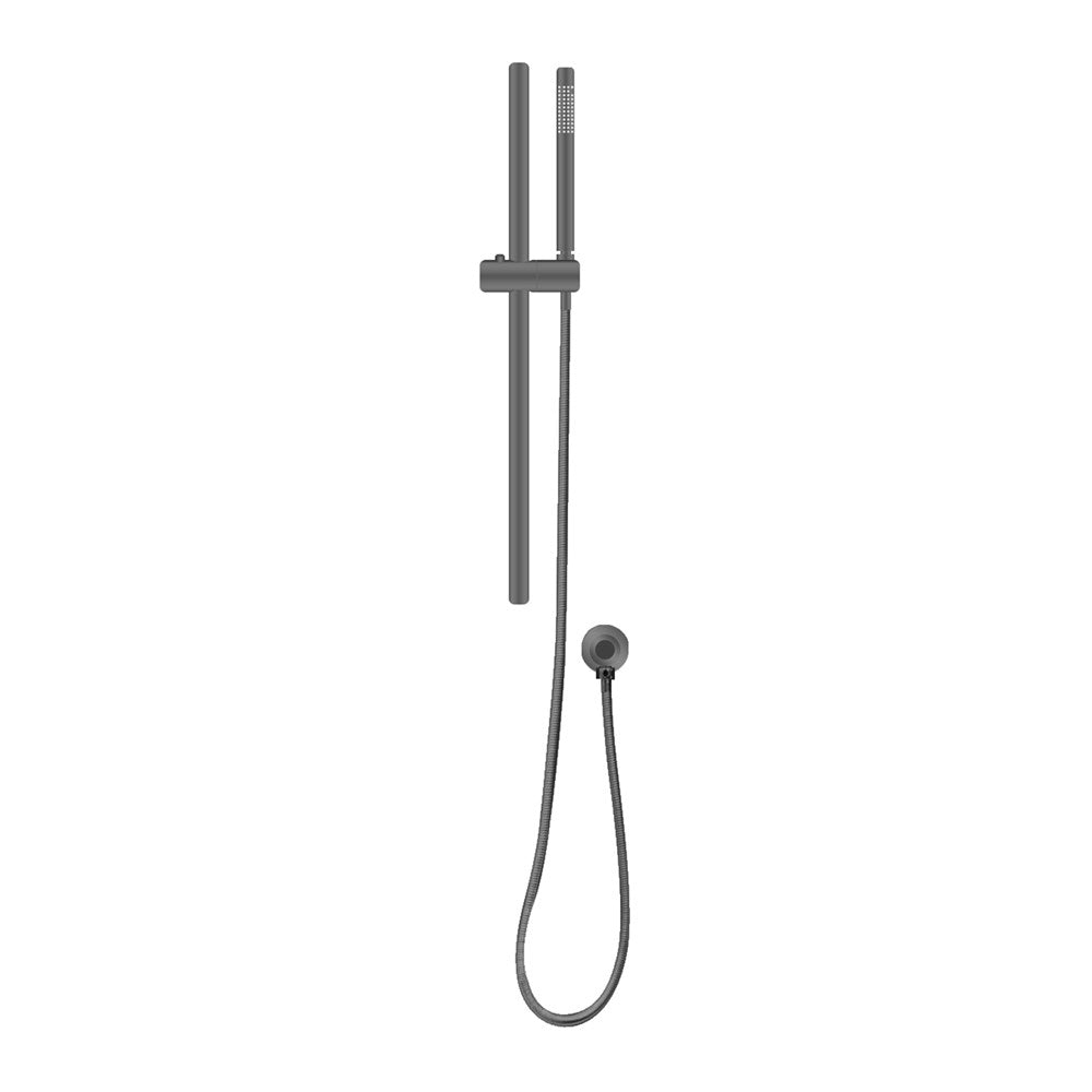 Round Gun Metal Grey Stainless Steel Rail with Handheld Shower,Fixed Wall Connector Set