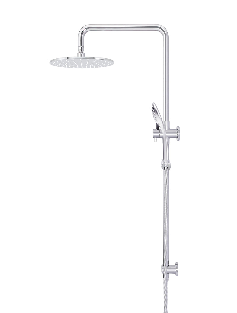 Round Combination Shower Rail 300mm Rose, Three Function Hand Shower - Chrome