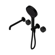 Serenity Progressive Shower System With Spout With Marquina Black Handle And Serenity Hand Shower Matte Black