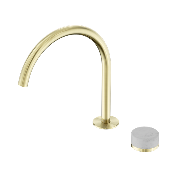 Serenity Progressive Bath/Kitchen Mixer Arc Spout With Carrara Handle Brushed Gold