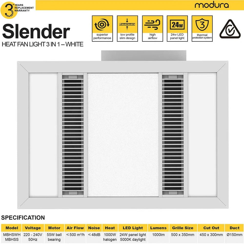 Slender White  1000W HALOGEN SUPERIOR