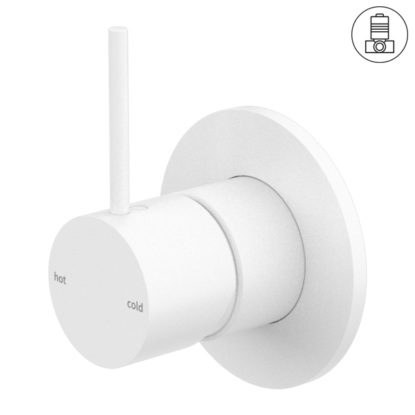 MECCA SHOWER MIXER HANDLE UP 80MM PLATE MATTE WHITE