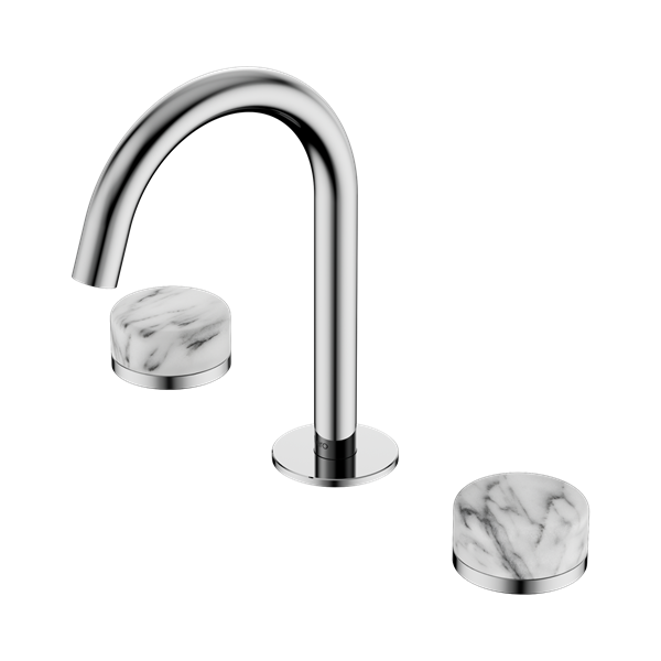 Serenity Basin Set Arc Spout With Arabescato Corchia Handle Chrome