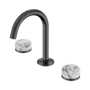Serenity Basin Set Arc Spout With Arabescato Corchia Handle Gun Metal