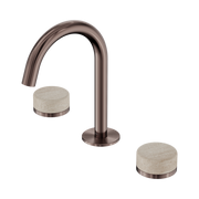 Serenity Basin Set Arc Spout With Rome Travertine Handle Brushed Bronze