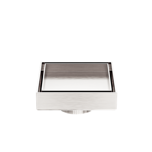 100MM SQUARE TILE INSERT FLOOR WASTE 50MM OUTLET BRUSHED NICKEL