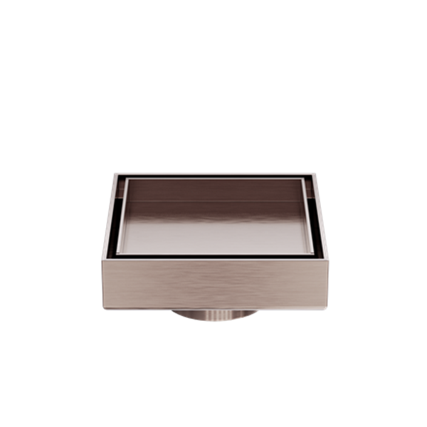 100MM SQUARE TILE INSERT FLOOR WASTE 50MM OUTLET BRUSHED BRONZE