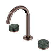 Serenity Basin Set Arc Spout With Verde Alpi Handle Brushed Bronze