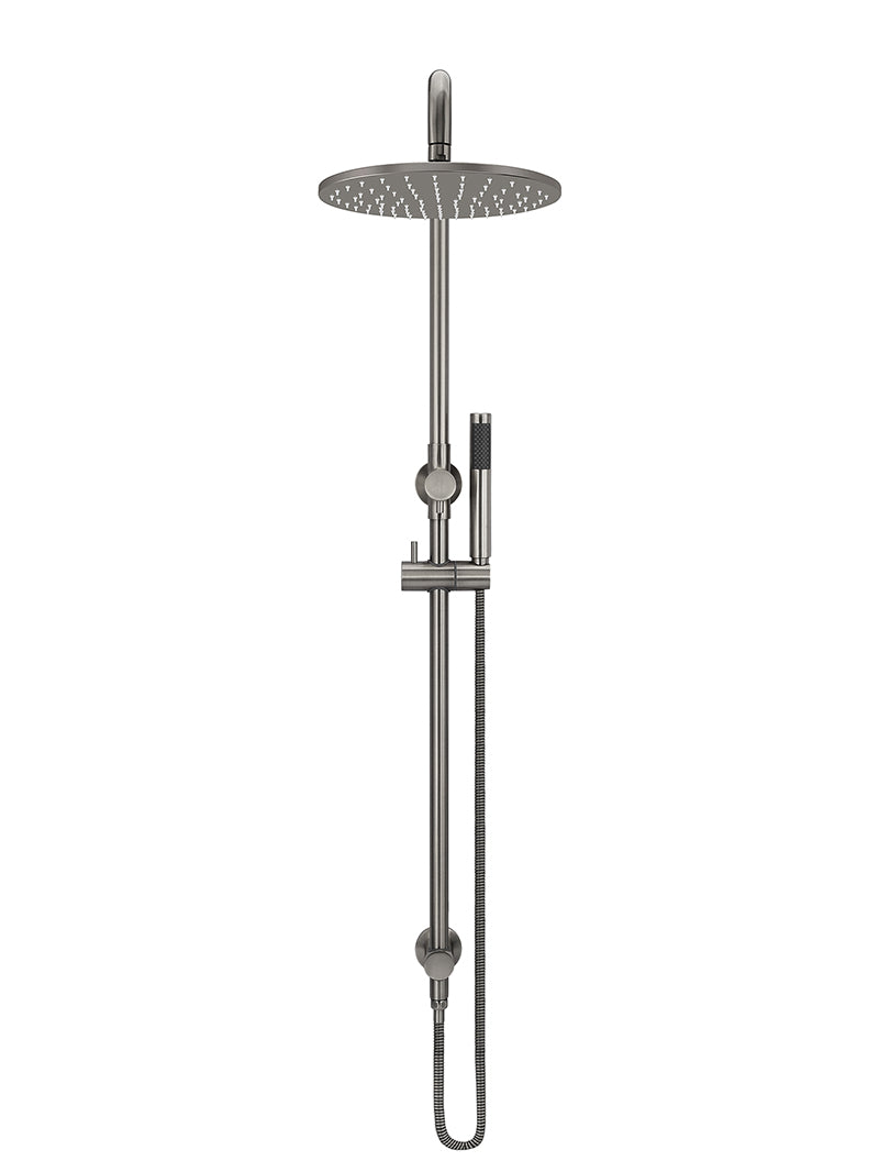 Round Combination Shower Rail, 300mm Rose, Single Function Hand Shower - Shadow