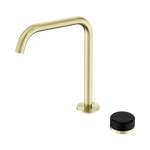 Load image into Gallery viewer, Serenity Progressive Bath/Kitchen Mixer Edge Spout With Marquina Black Handle Brushed Gold
