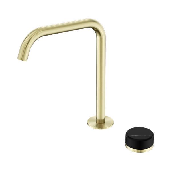 Serenity Progressive Bath/Kitchen Mixer Edge Spout With Marquina Black Handle Brushed Gold
