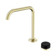 Serenity Progressive Bath/Kitchen Mixer Edge Spout With Marquina Black Handle Brushed Gold