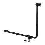 Load image into Gallery viewer, MECCA CARE 32MM DDA 90 DEGREE BENT TUBE GRAB RAIL 600X1000MM WITH TOILET ROLL HOLDER MATTE BLACK
