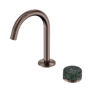 Serenity Progressive Basin Mixer Arc Spout With Verde Alpi Handle Brushed Bronze