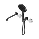 Load image into Gallery viewer, Serenity Progressive Shower System With Spout With Arabescato Corchia Handle And Serenity Hand Shower Gun Metal
