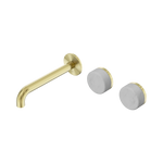Load image into Gallery viewer, Serenity Wall Basin Set 160mm Offset Spout With Carrara Handle Brushed Gold

