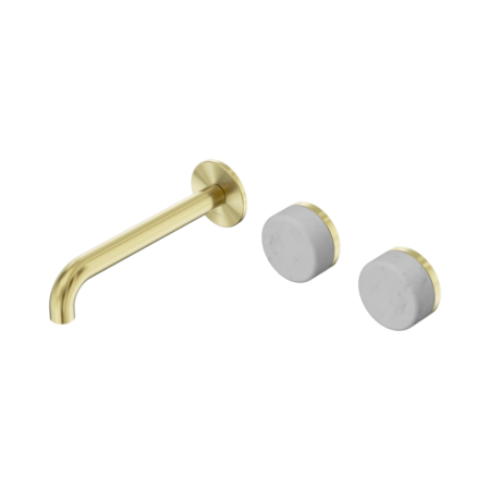 Serenity Wall Basin Set 160mm Offset Spout With Carrara Handle Brushed Gold