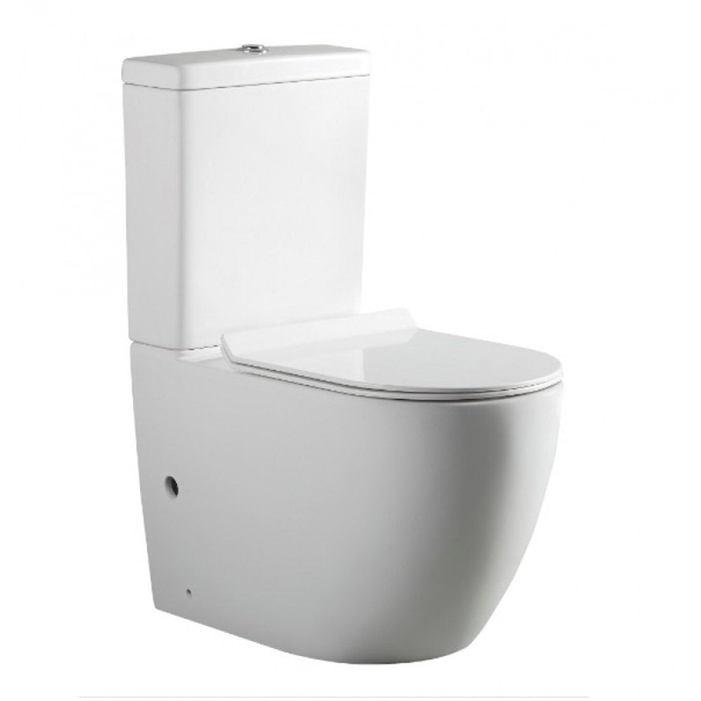 BelBagno Alexander-R 830mm Bathroom Nano Glaze Rimless Back To Wall White Ceramic Toilet Suite