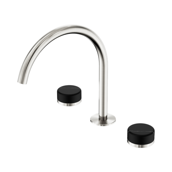 Serenity Bath/Kitchen Set Arc Spout With Marquina Black Handle Brushed Nickel