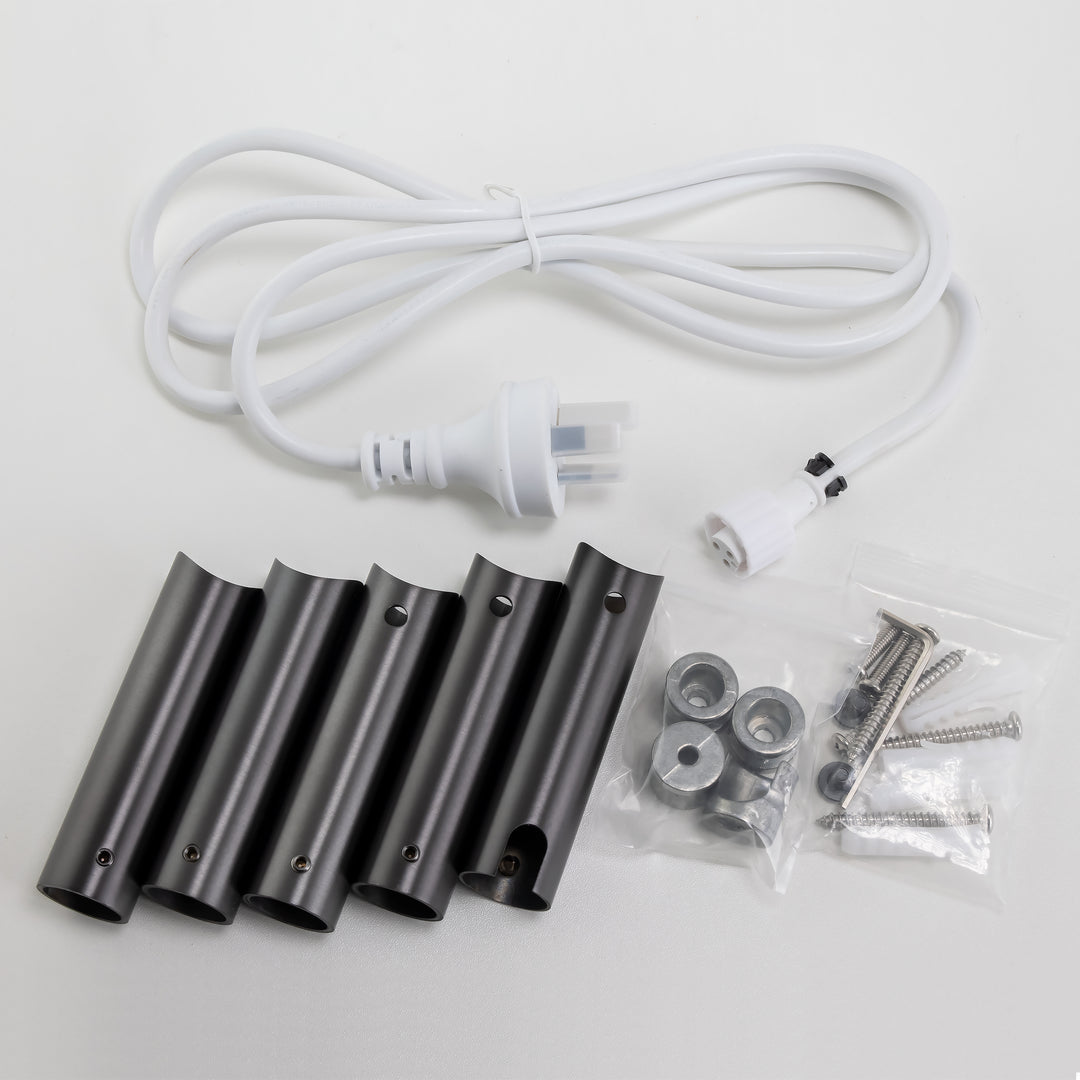 Round Brushed Gun Metal Grey Electric Heated Towel Rack 4 Bars