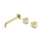 Load image into Gallery viewer, Serenity Wall Basin Set 160mm Offset Spout With Metal Handle Brushed Gold
