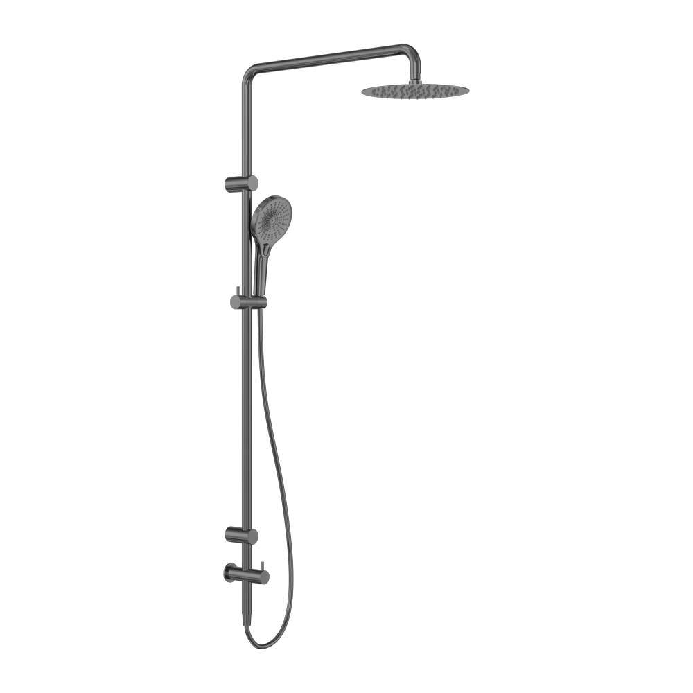 MECCA CARE 25MM GRAB RAIL 900MM TWIN SHOWER SET GUN METAL