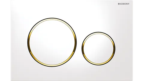 Sigma20 Dual Flush Button Round White With Gold Trim