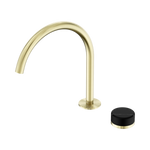 Load image into Gallery viewer, Serenity Progressive Bath/Kitchen Mixer Arc Spout With Marquina Black Handle Brushed Gold
