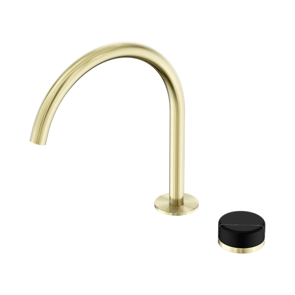 Serenity Progressive Bath/Kitchen Mixer Arc Spout With Marquina Black Handle Brushed Gold