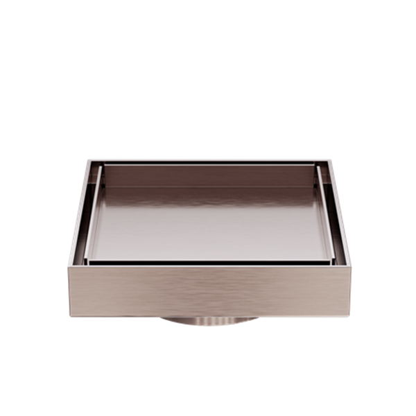 130MM SQUARE TILE INSERT FLOOR WASTE 80MM OUTLET BRUSHED BRONZE