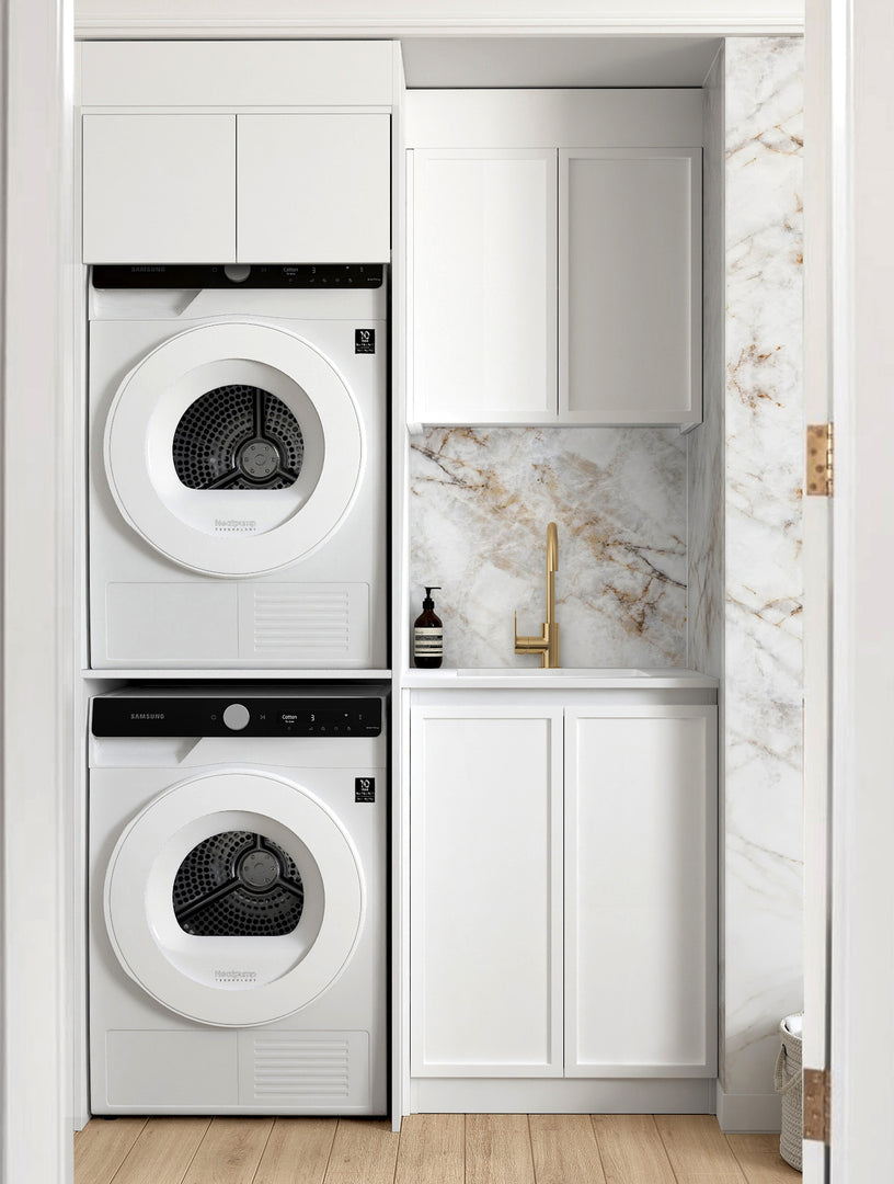 Laundry Kit 1305C Hampshire White with Cloudy Carrara Top