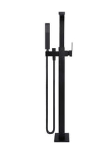 Load image into Gallery viewer, Square Freestanding Bath Spout and Hand Shower - Matte Black
