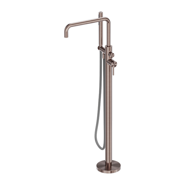 Zen SS316L Freestanding Bath Mixer With Outdoor Shower Hose Brushed Bronze