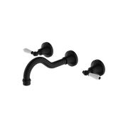 YORK WALL BASIN SET WITH WHITE PORCELAIN LEVER MATTE BLACK