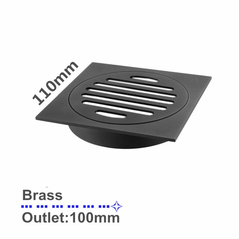 110*110mm Black Brass Floor Drain(100mm Outlet)