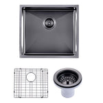 Load image into Gallery viewer, Round Corner Stainless Steel Gun Metal Grey PVD Coating Single Bowl Kitchen Sink(with Bottom Tray) 500*440*230mm

