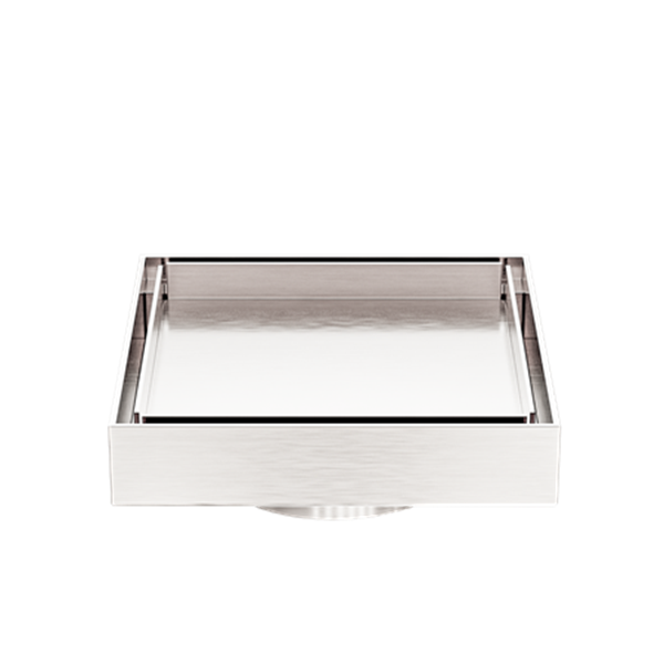 130MM SQUARE TILE INSERT FLOOR WASTE 80MM OUTLET BRUSHED NICKEL