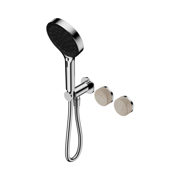 Serenity Progressive Shower System With Rome Travertine Handle And Serenity Hand Shower Chrome