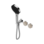 Serenity Progressive Shower System With Rome Travertine Handle And Serenity Hand Shower Chrome